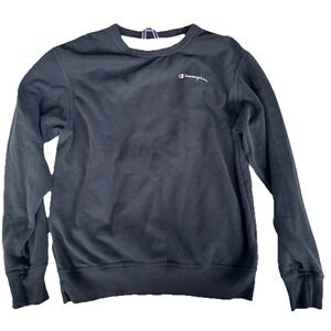 Champion Sweatshirt Mens Size‎ Medium Basic Black Cotton Long Sleeve Crew Neck